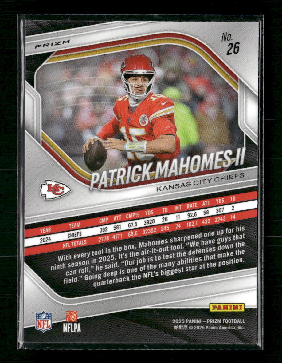 2025 Panini Prizm Black and Blue Checker Patrick Mahomes II #26