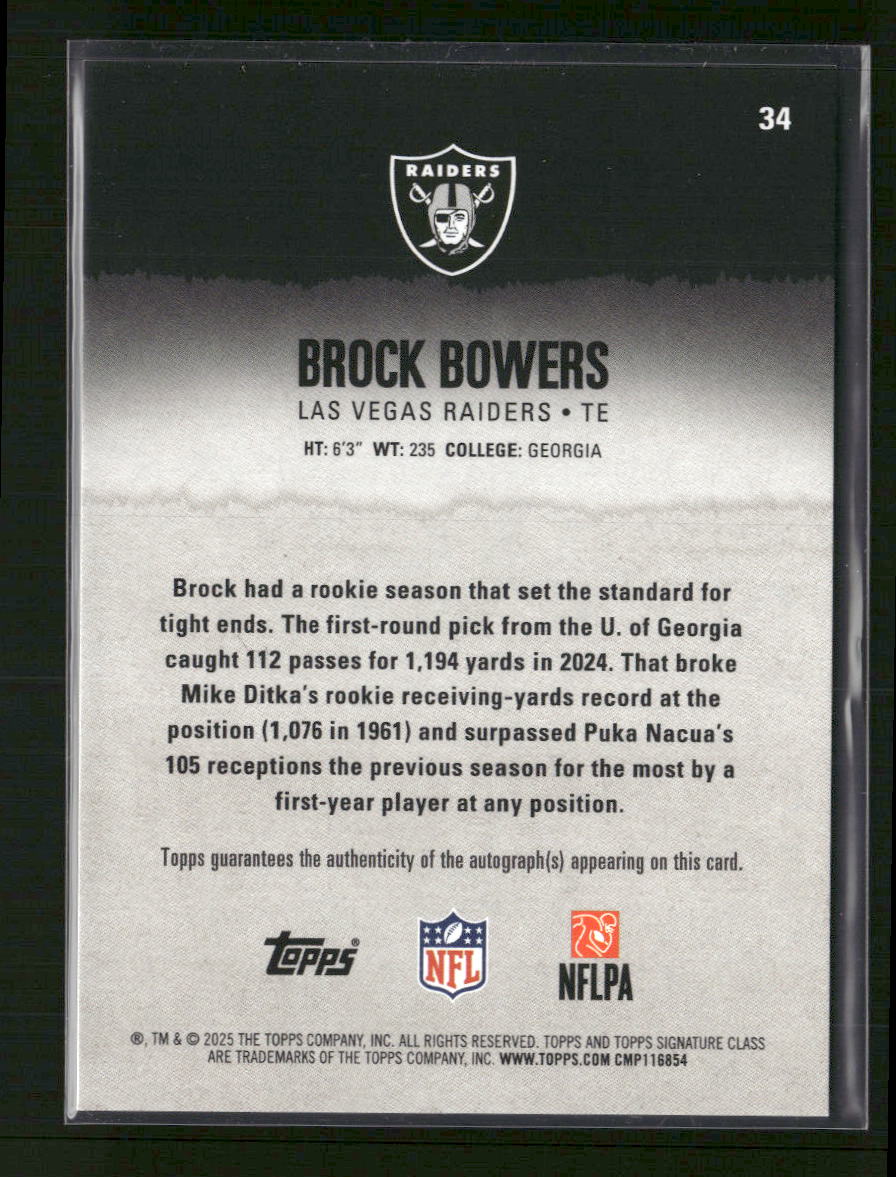 2025 Topps Signature Class Autographs Silver Brock Bowers #/275 Auto #34