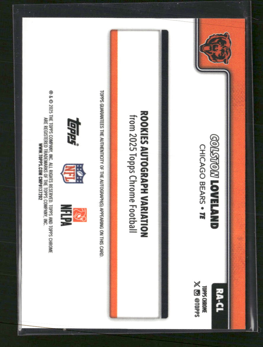 2025 Topps Chrome Rookie Autographs Yellow Lava /275 Colston Loveland #RA-CL
