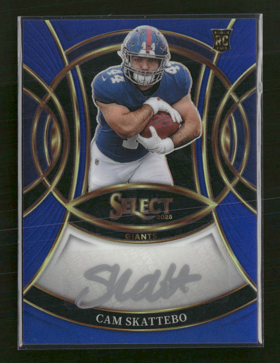 2025 Panini Select Rookie Signatures Blue Prizm Cam Skattebo #/149 Auto #RSI-CSO
