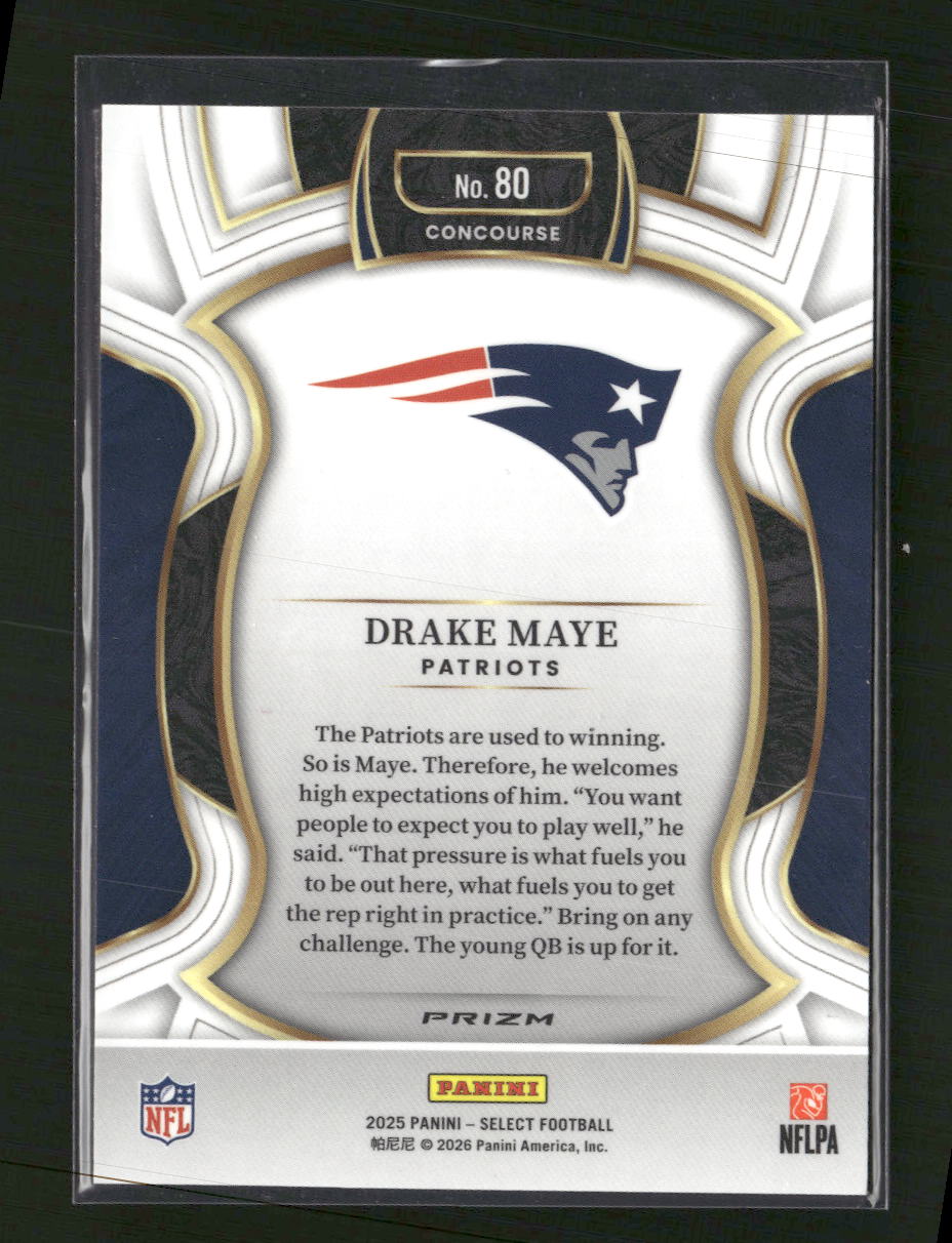 2025 Panini Select Zebra Prizm Drake Maye #80