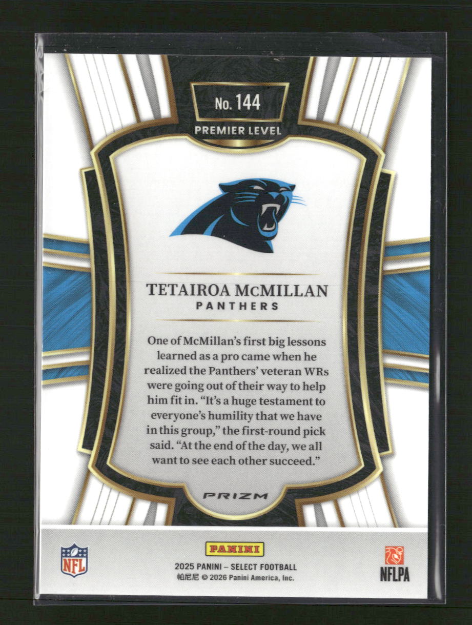 2025 Panini Select Zebra Prizm Tetairoa McMillan Rookie #144
