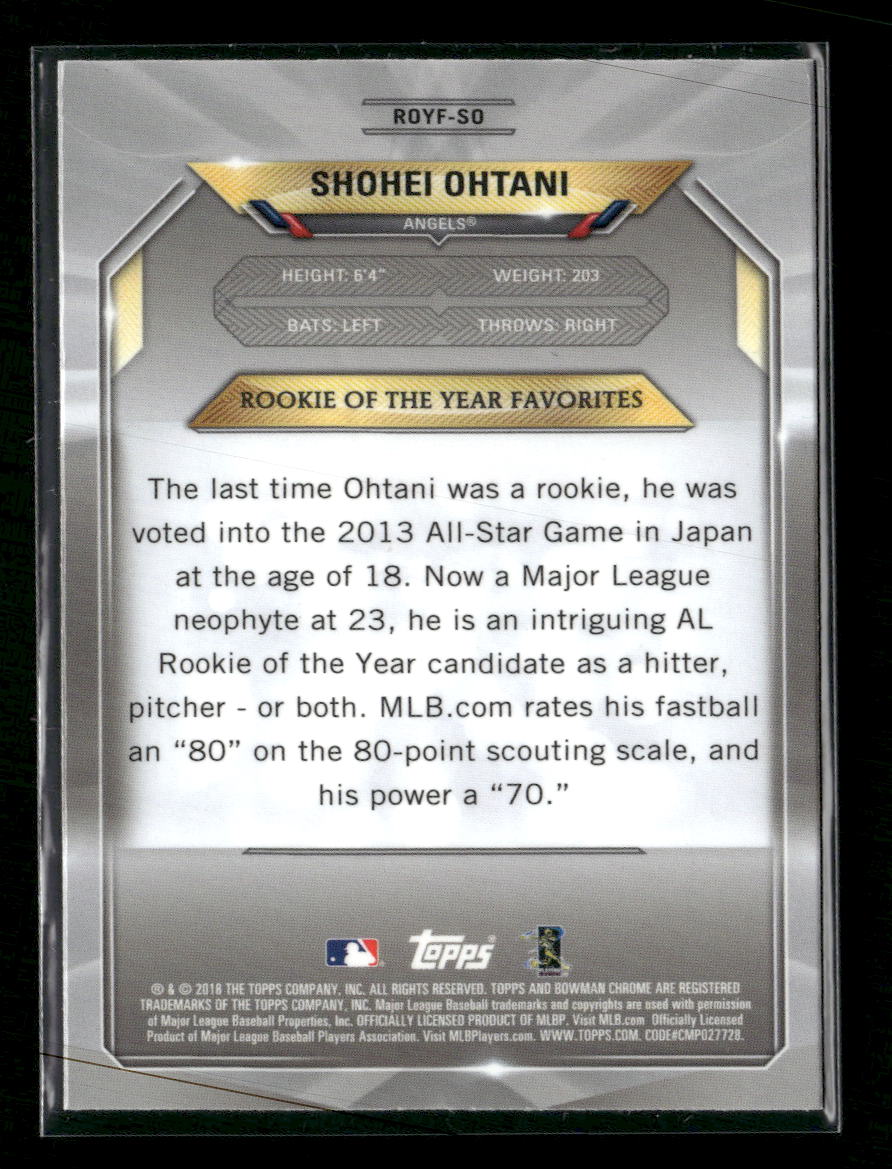 2018 Bowman Chrome Rookie of the Year Mojo Refractor Shohei Ohtani INDENT