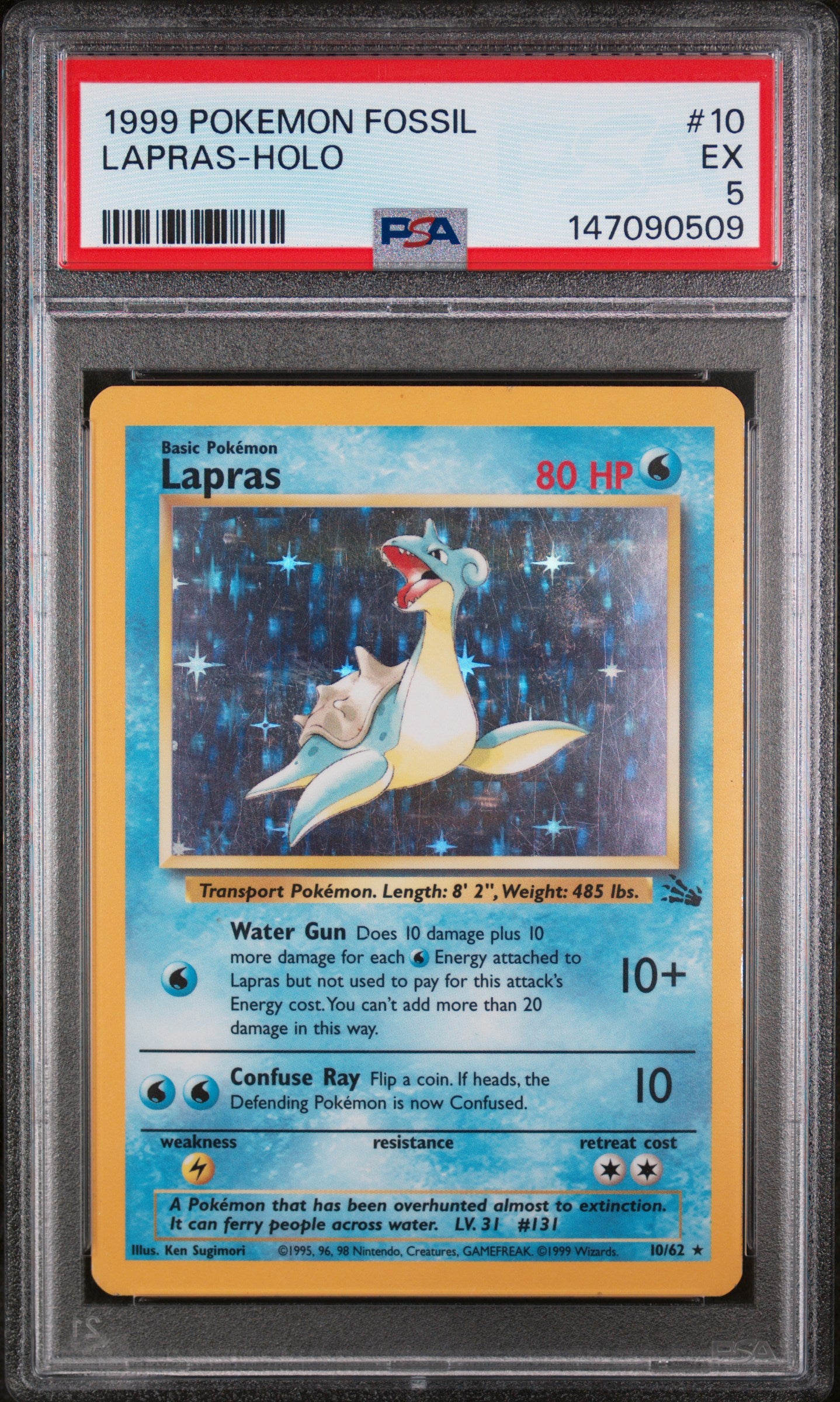 1999 Pokemon Fossil Lapras-Holo 5 PSA #10