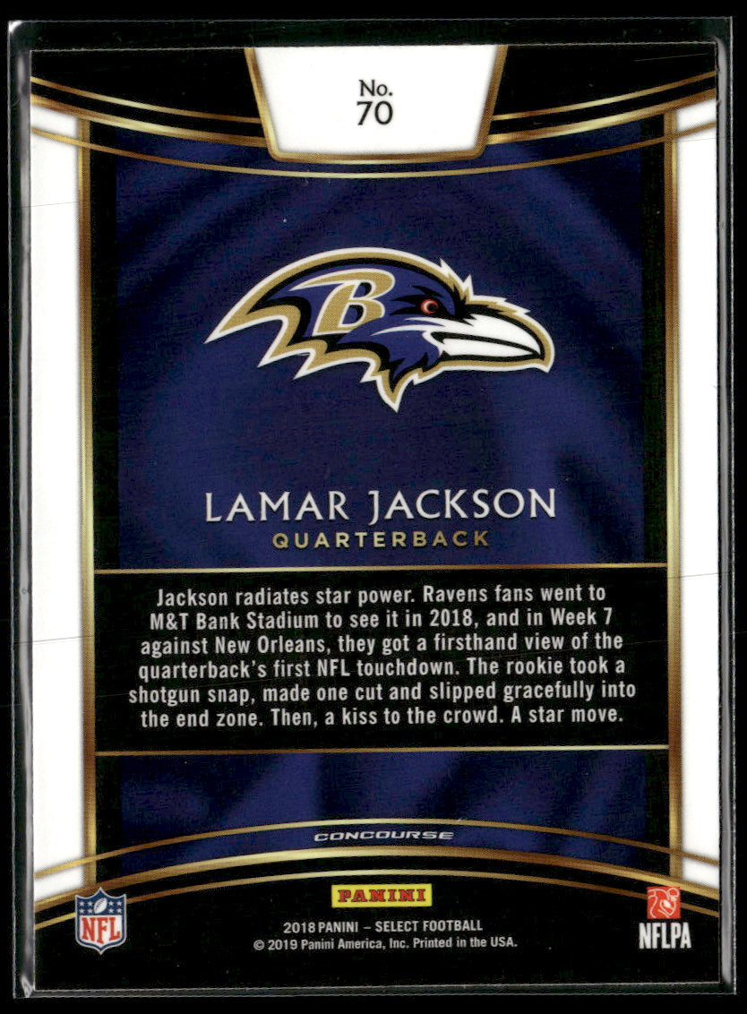 2018 Panini Select Lamar Jackson Rookie #70
