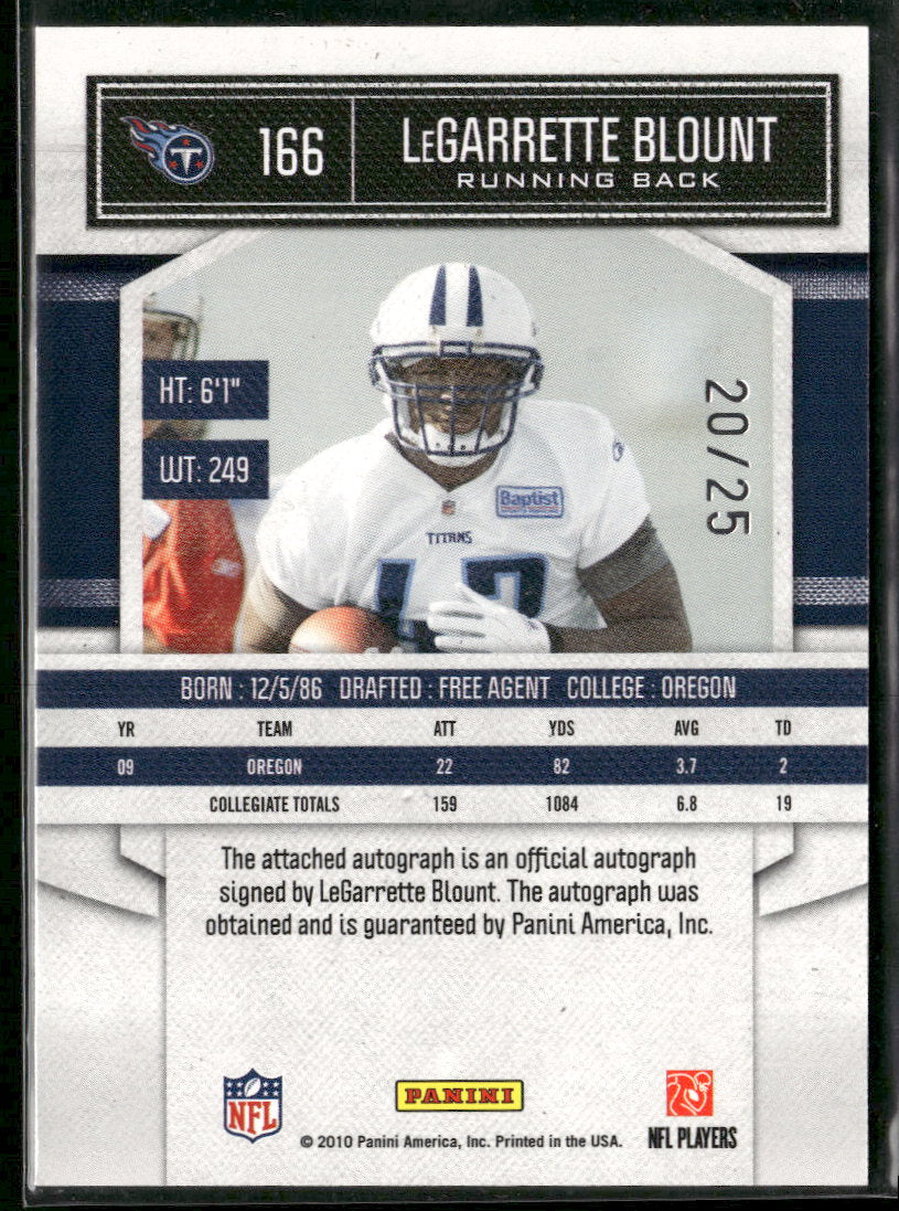 2010 Panini Significant AU Platinum LeGarrette Blount Rookie #/25 Auto #166