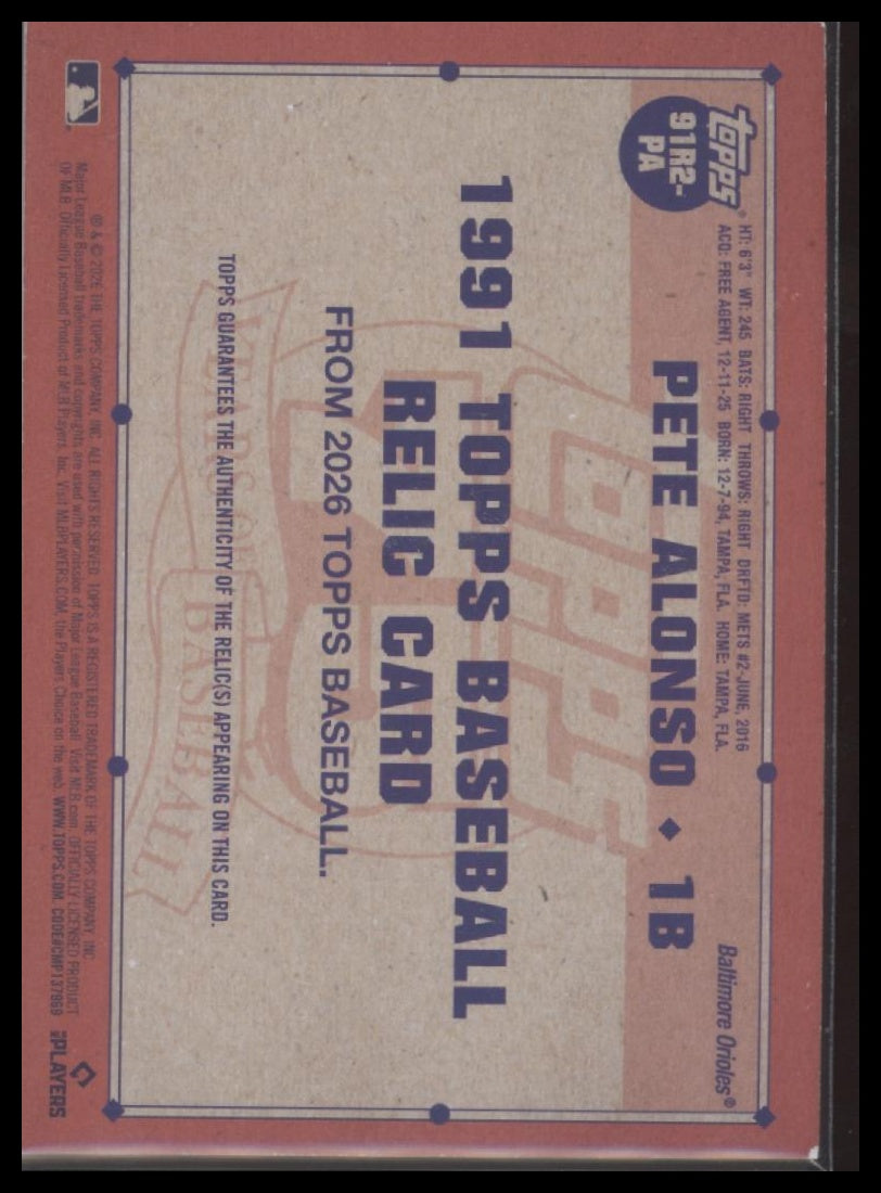 2026 Topps 1991 Baseball 35th Anniversary Relics (Series Two) Pete Alonso