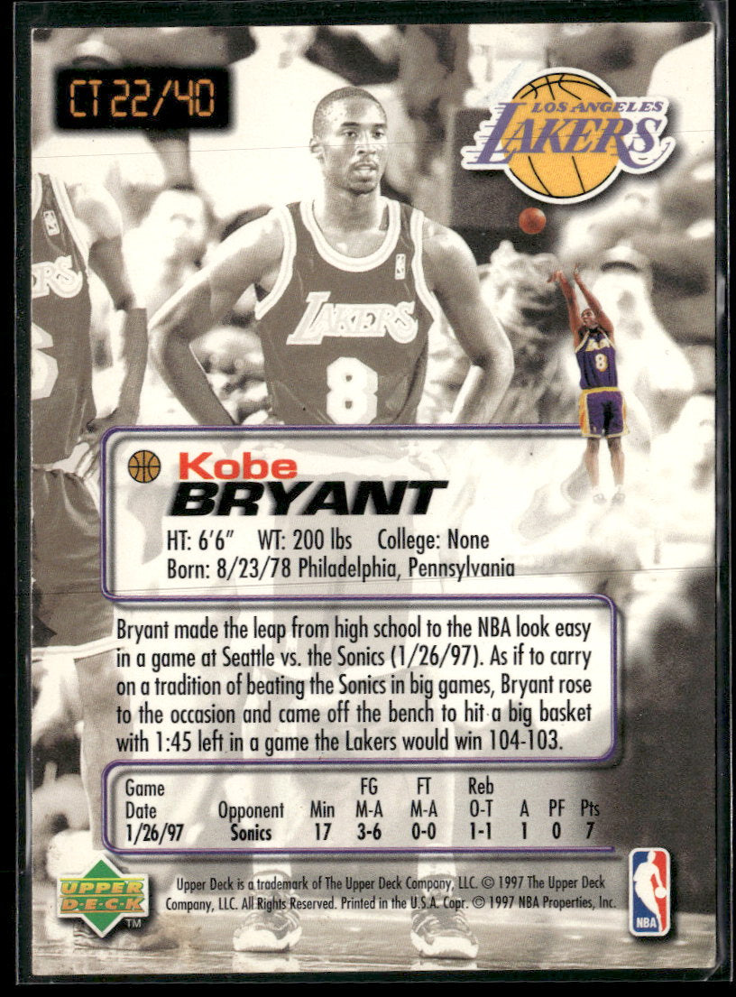 1997 Upper Deck Nestle Crunch Time Kobe Bryant #CT22