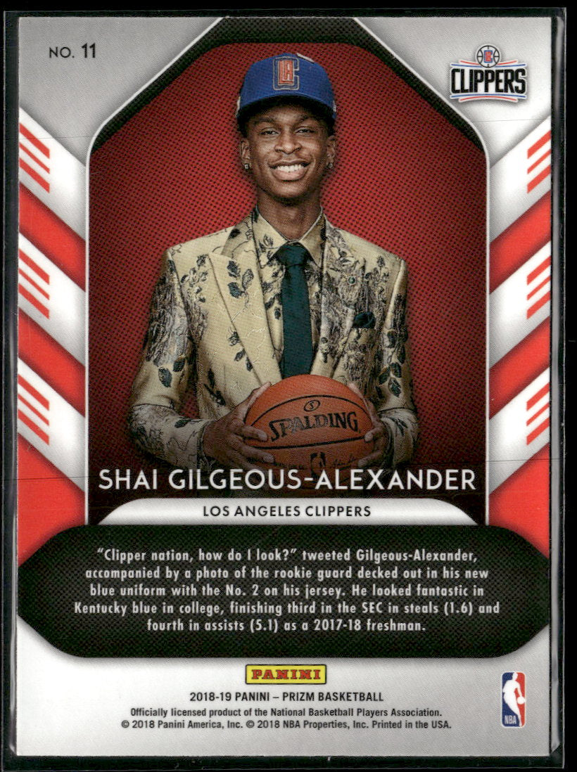 2018-19 Panini Prizm Luck of the Lottery Shai Gilgeous-Alexander #11