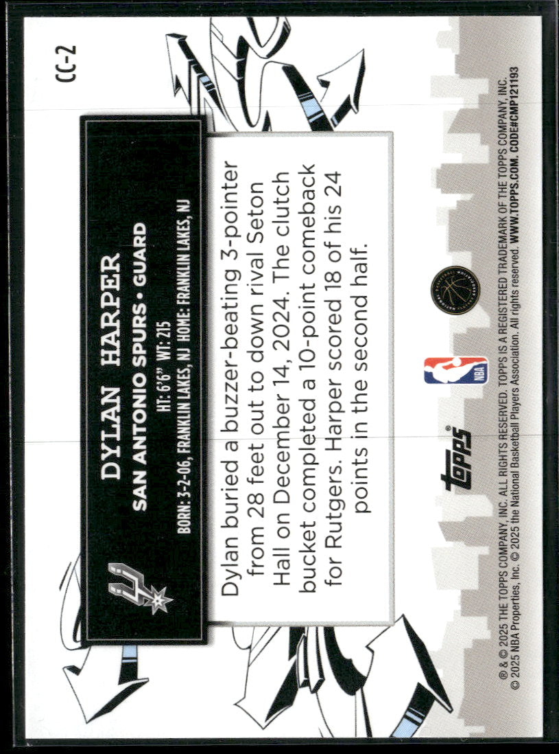 2025-26 Topps Clutch City Prospects Holo Foil Dylan Harper #CC-2