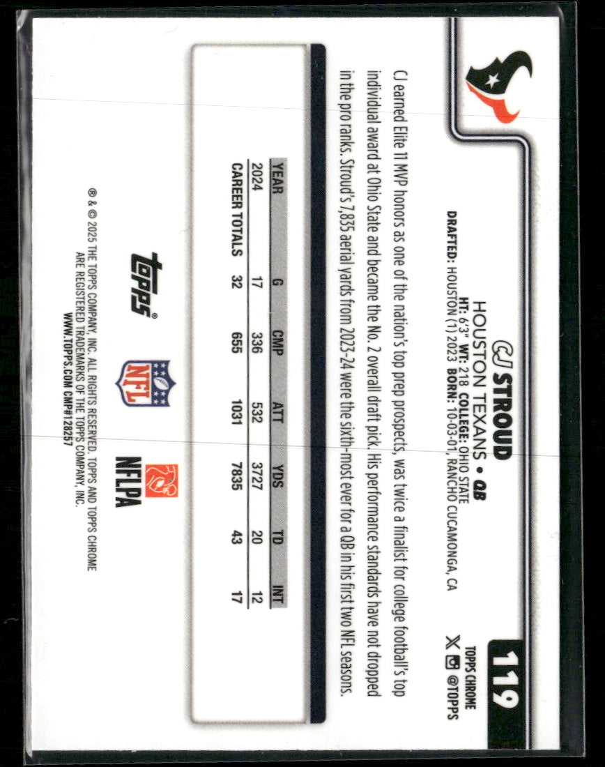 2025 Topps Chrome Football Leather Green CJ Stroud #/99 #119