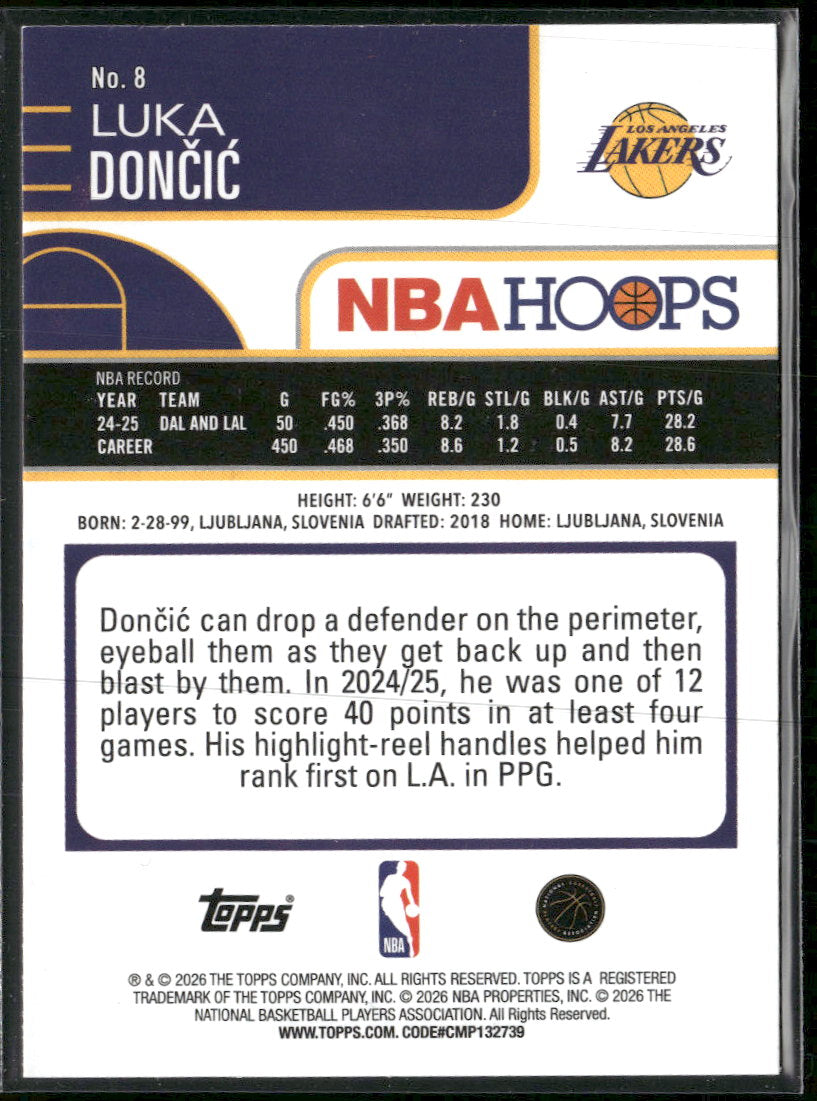 2025-26 Hoops Light Burst Luka Dončić #8