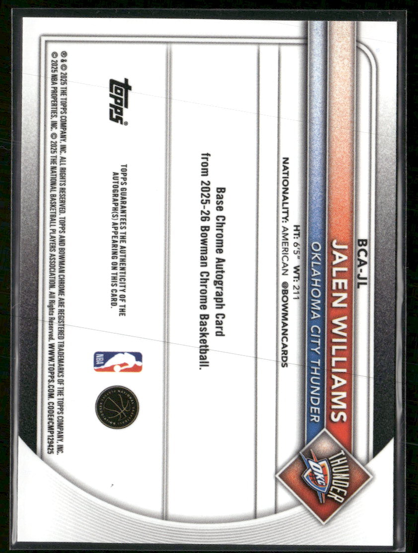 2025-26 Bowman Chrome Autographs Mojo Refracor Jalen Williams #BCA-JL