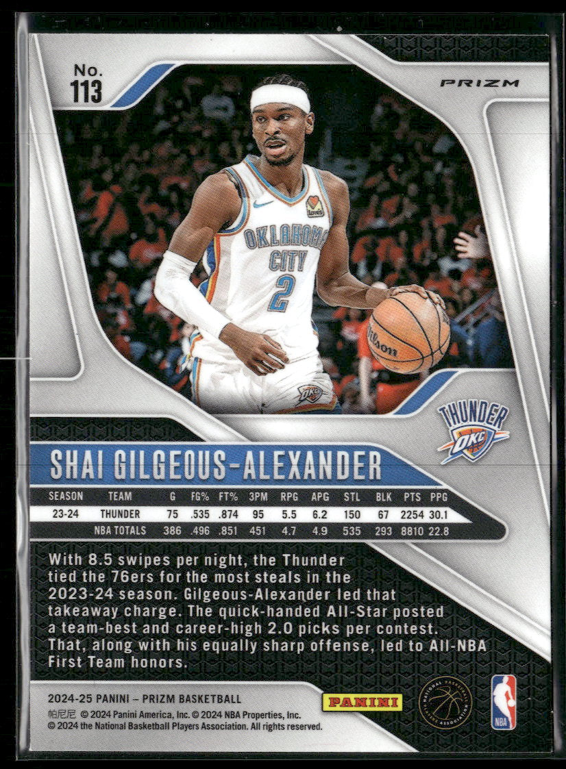 2024-25 Panini Prizm Prizms Green Ice Shai Gilgeous-Alexander #113