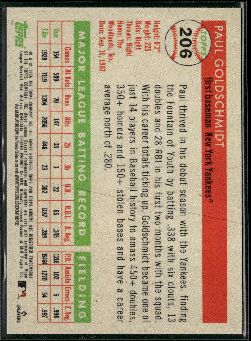2025 Topps C. Platinum Toile Cream Gold Refractors Paul Goldschmidt #/50 #206
