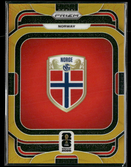 2026 Panini Prizm FIFA World Cup Team Badges Gold Prizms Norway 9/10 #32