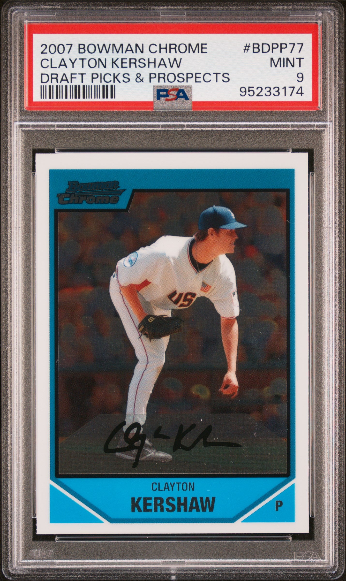 2007 Bowman Chrome Draft Picks & Prospects Clayton Kershaw 9 PSA #BDPP77