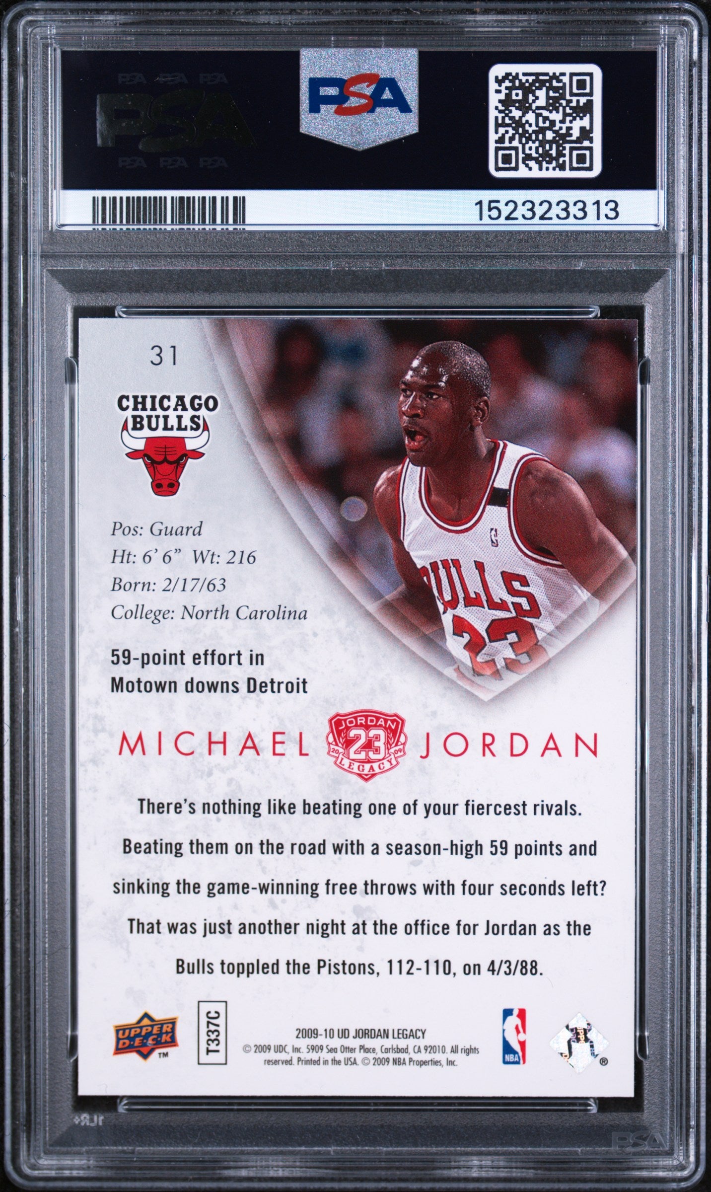 2009 Upper Deck Jordan Legacy Gold Gold Michael Jordan 10 PSA #31