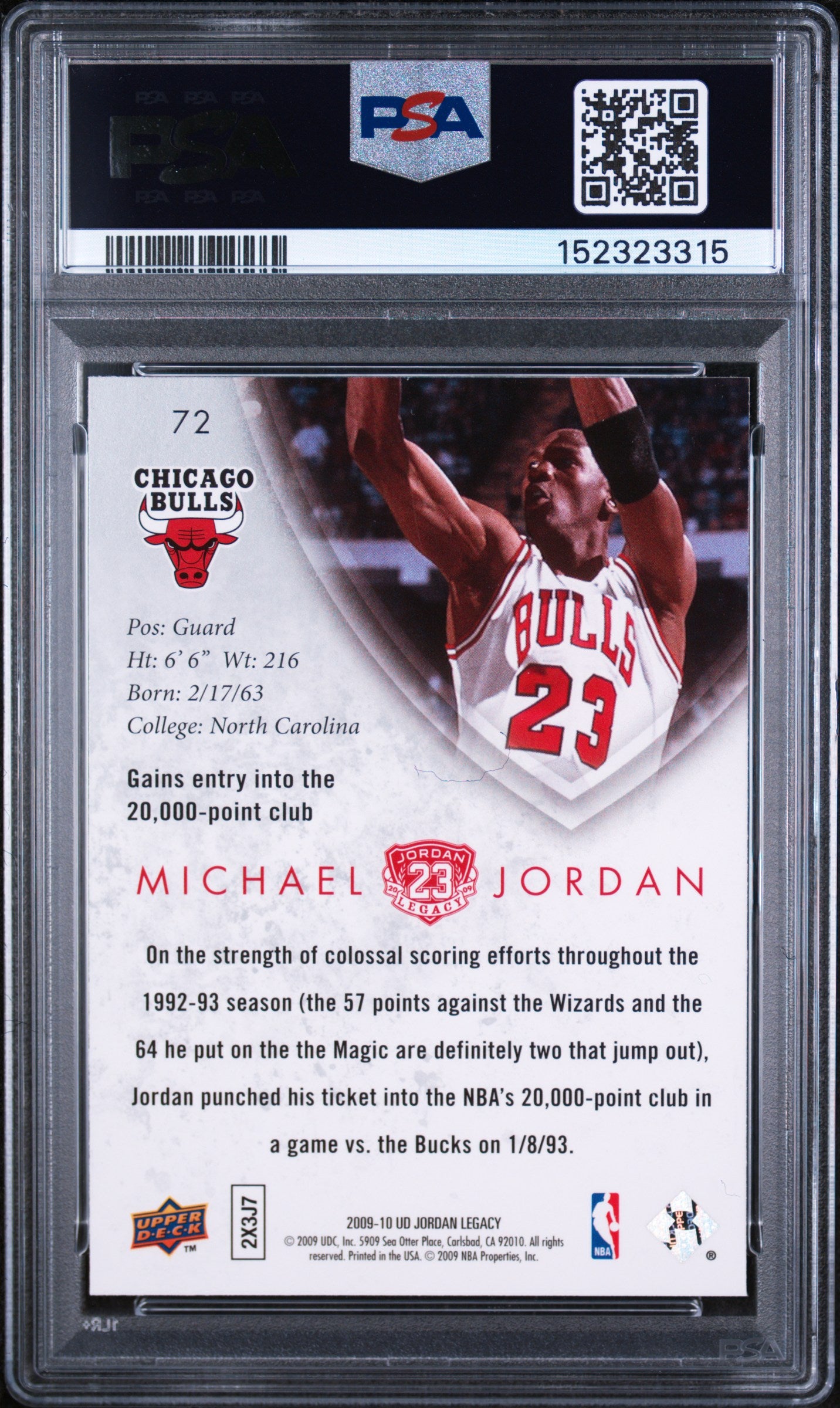 2009 Upper Deck Jordan Legacy Gold Gold Michael Jordan 10 PSA #72