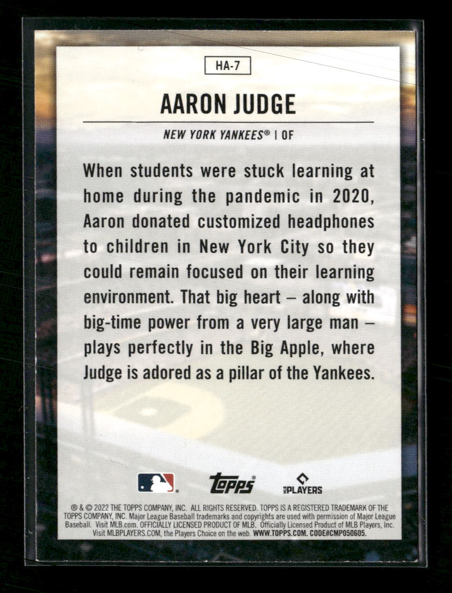 2022 Topps Home Field Advantage Aaron Judge #HA-7