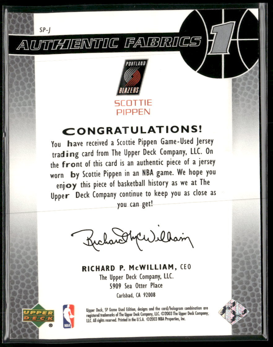2003-04 SP Game Used Authentic Fabrics Scottie Pippen #SP-J