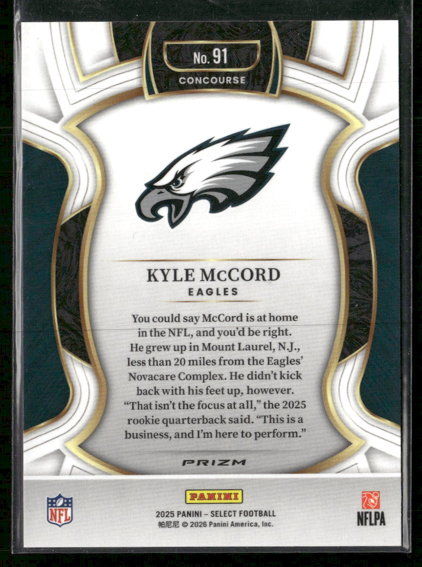 2025 Panini Select Zebra Kyle McCord Rookie #91