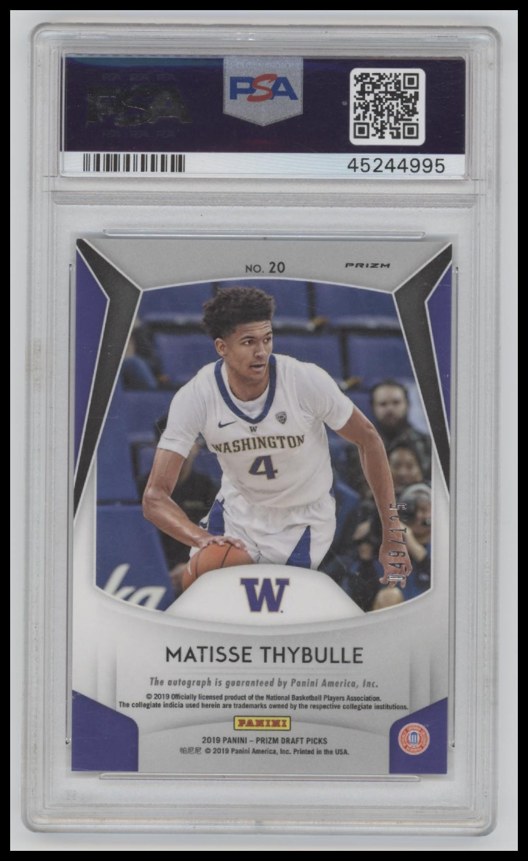 2019 Panini Prizm Draft Picks Autographs Neon Orange Matisse Thybulle 10 PSA #20
