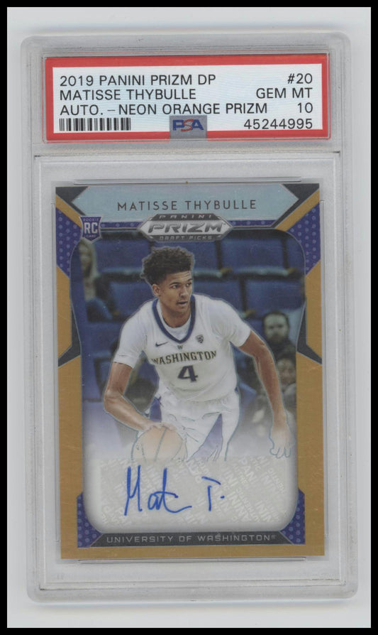 2019 Panini Prizm Draft Picks Autographs Neon Orange Matisse Thybulle 10 PSA #20
