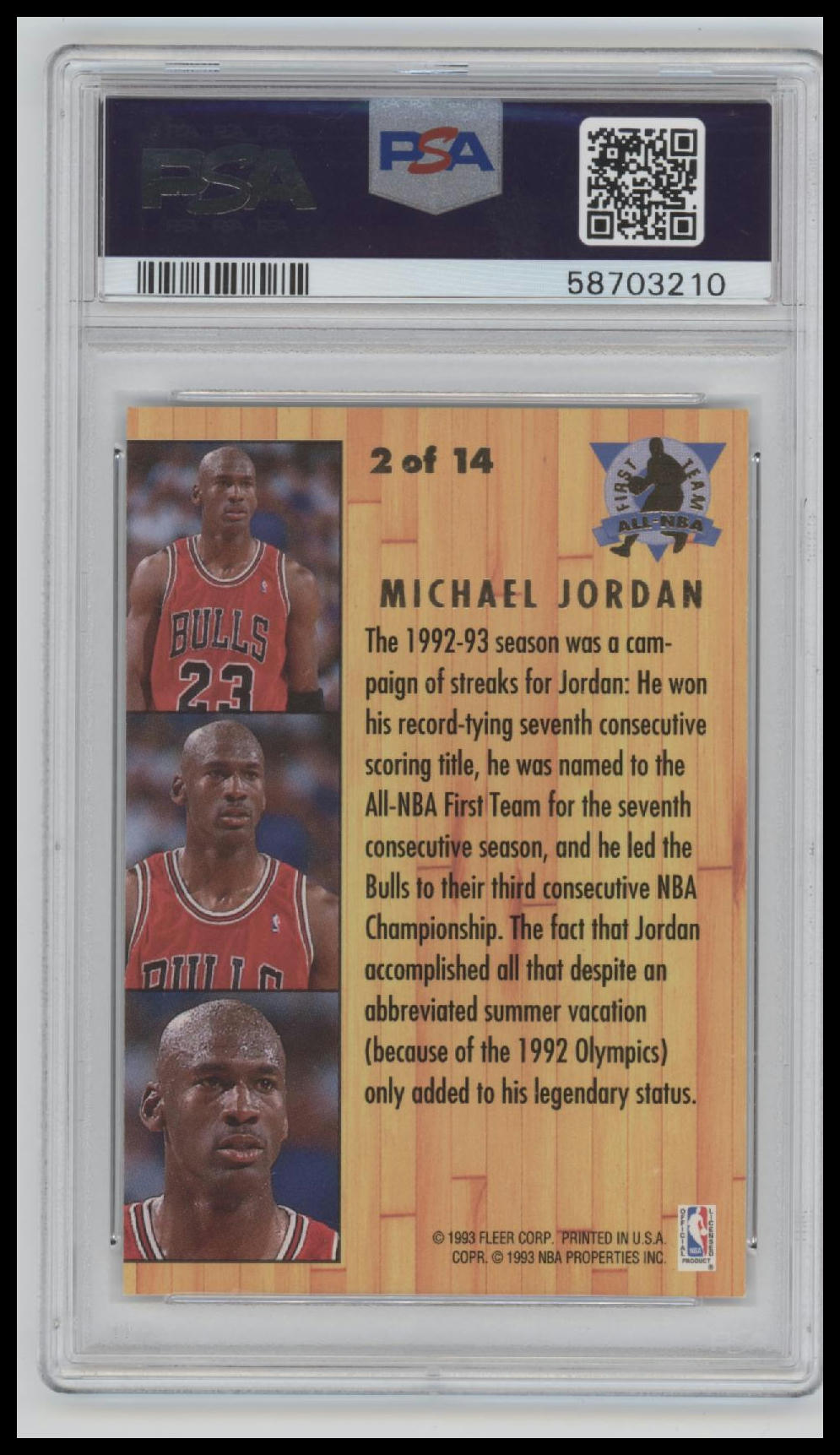1993 Ultra All-NBA Michael Jordan 9 PSA #2