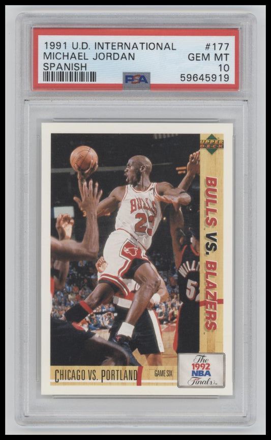 1991 Upper Deck International Spanish Michael Jordan 10 PSA #177