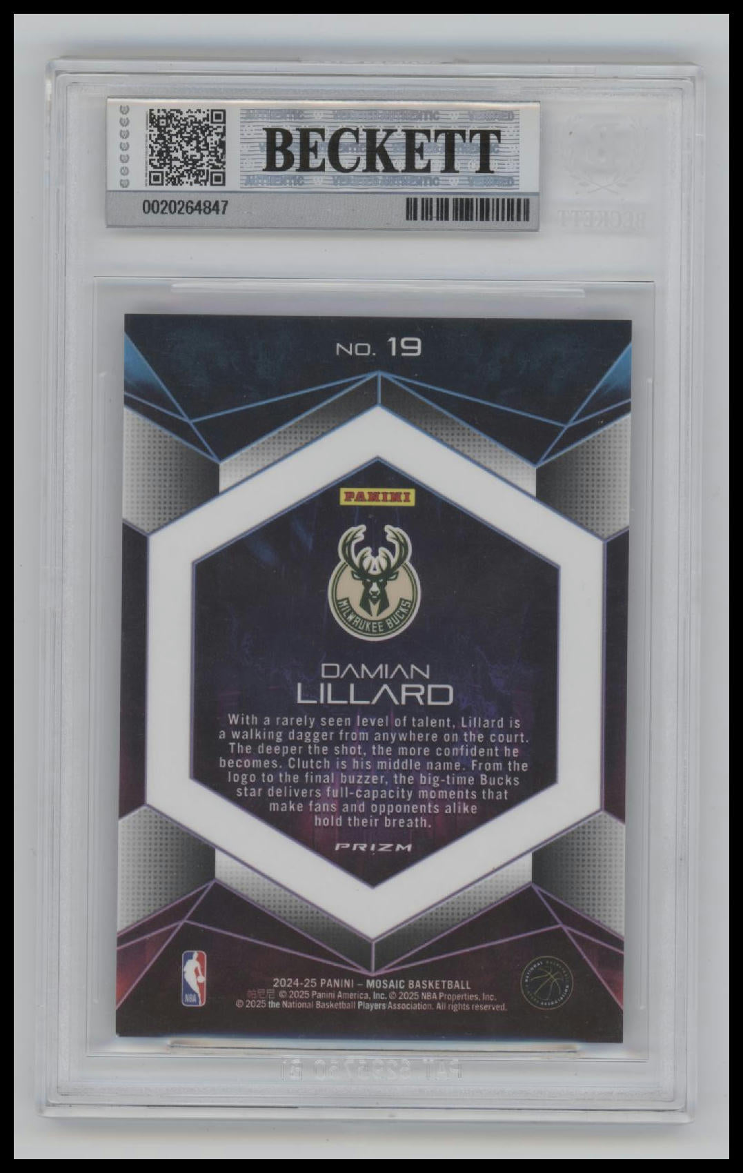 2024-25 Panini Mosaic Full Capacity Damian Lillard 9.0 BGS #19
