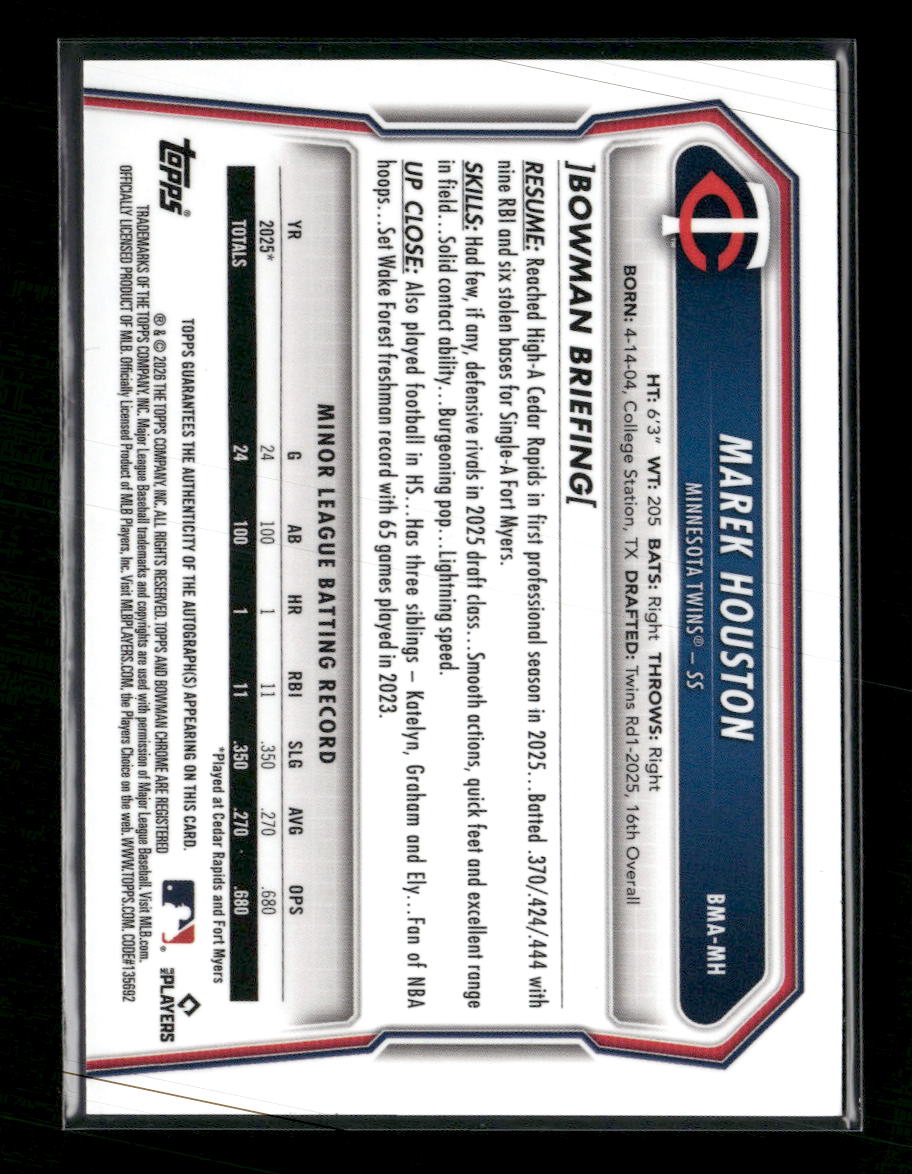 2026 Bowman Chrome Mojo Gold Refractors Marek Houston #/50 Auto #BMA-MH