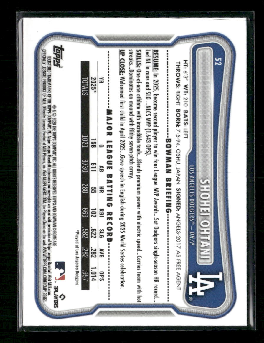 2026 Bowman Chrome Mojo Refractors Shohei Ohtani #52