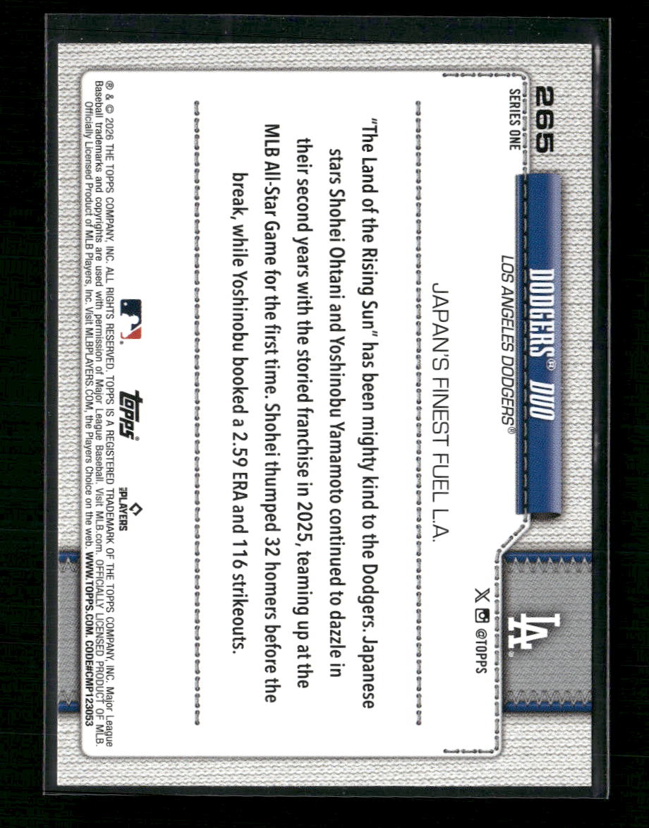 2026 Topps Aqua Holo Foil Dodgers Duo #265