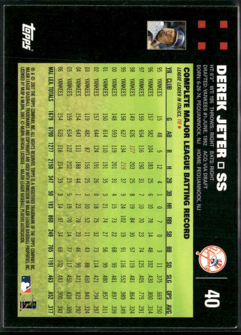 2007 Topps Derek Jeter : With Mantle/Bush #40a