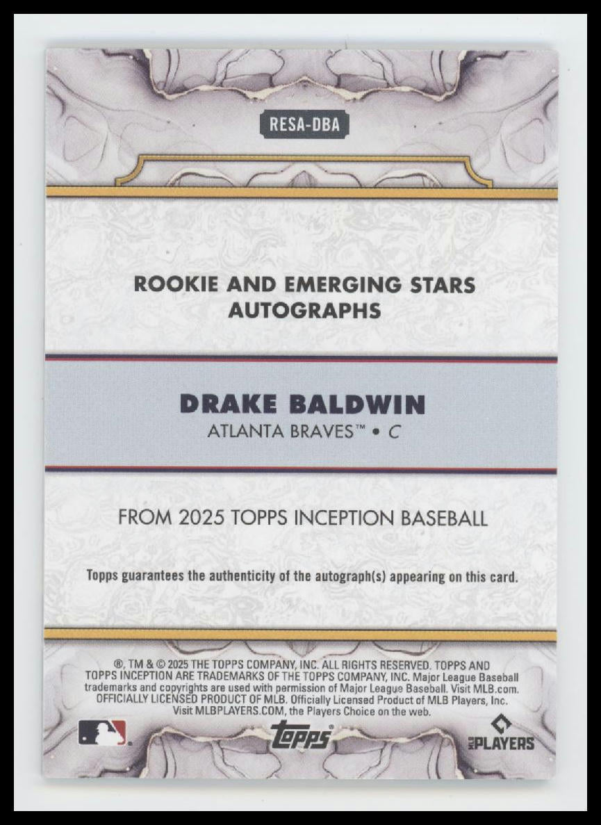 2025 Topps Inception Drake Baldwin Auto Green /125  #RESA-DBA