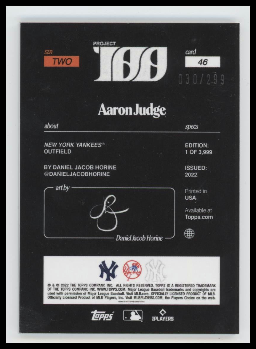 2022-23 Topps Project 100 Silver Foil Stamped Logo Aaron Judge #/299 #46