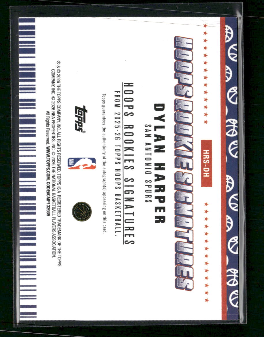 2026 Topps NBA Hoops Dylan Harper Rookie Signatures #HRS-DH