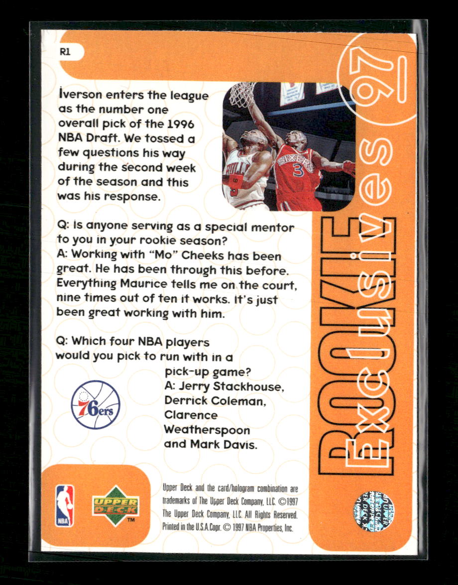 1996-97 Upper Deck Rookie Exclusives Allen Iverson #R1