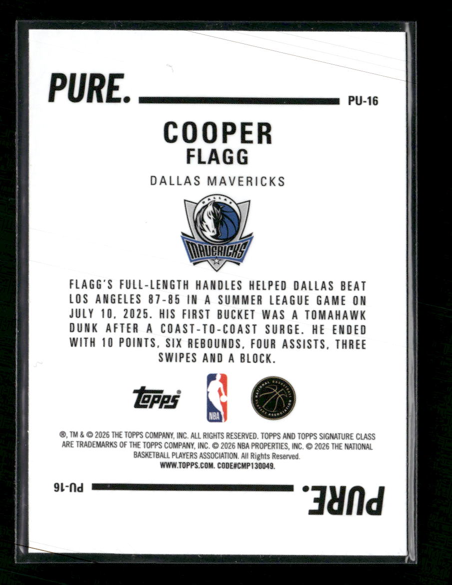 2025-26 Topps Signature Class Pure Cooper Flagg #PU-16