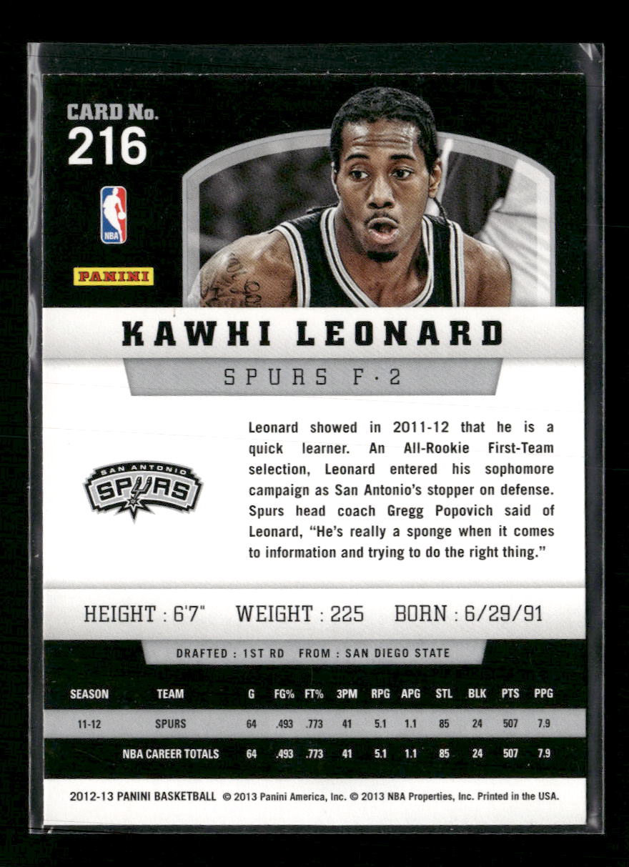 2012-13 Panini Kawhi Leonard Rookie #216