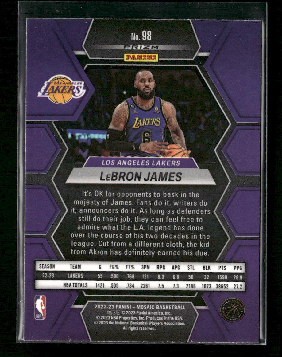 2022-23 Panini Mosaic Reactive Yellow LeBron James #98