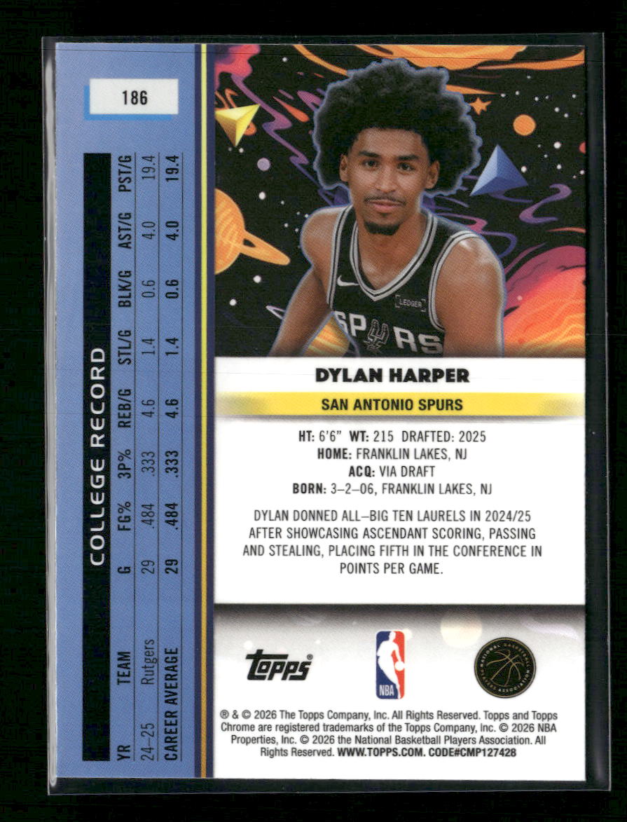 2025-26 Topps Chrome Cosmic Dylan Harper Rookie #186