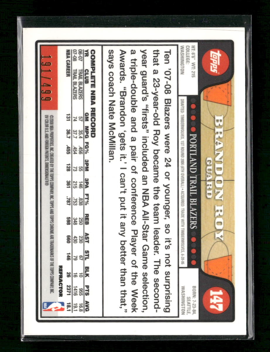 2008-09 Topps Orange Brandon Roy #/499 #147