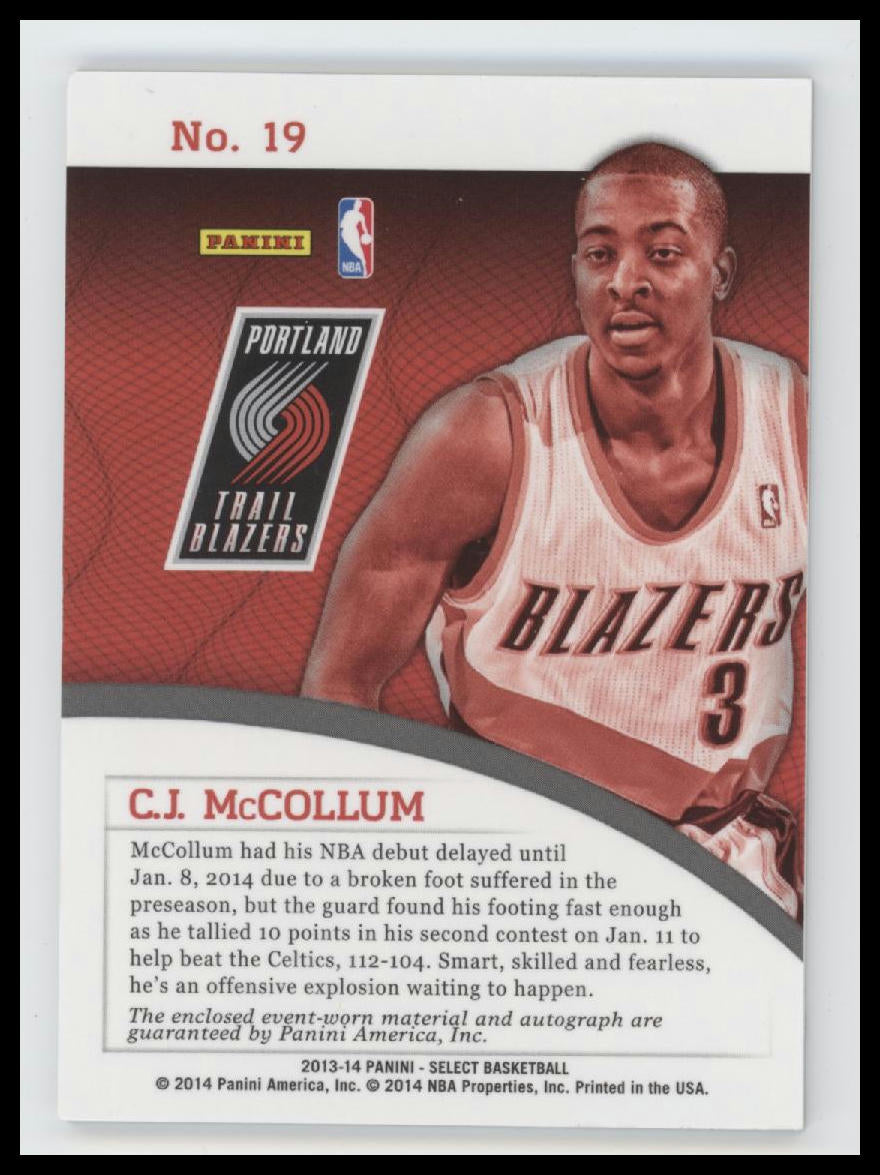 2013-14 Panini Select Rookie Jersey Autographs C.J. McCollum Auto #19