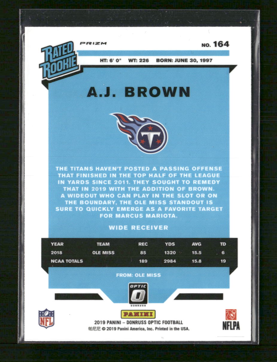 2019 Donruss Optic Holo A.J. Brown Rookie #164