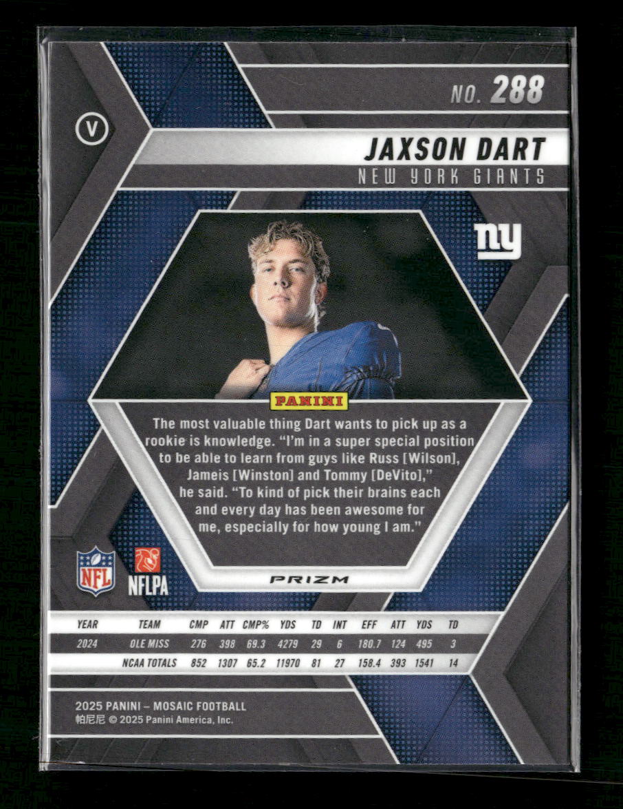 2025 Panini Mosaic Blue Scope Jaxson Dart Rookie #288