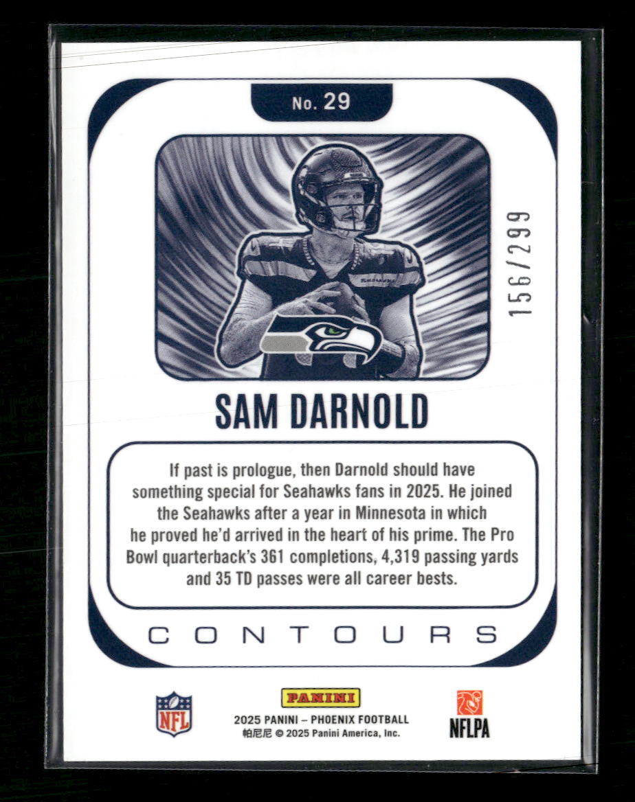 2025 Panini Phoenix Contours Silver Pyramids Prizm Sam Darnold #/299 #29