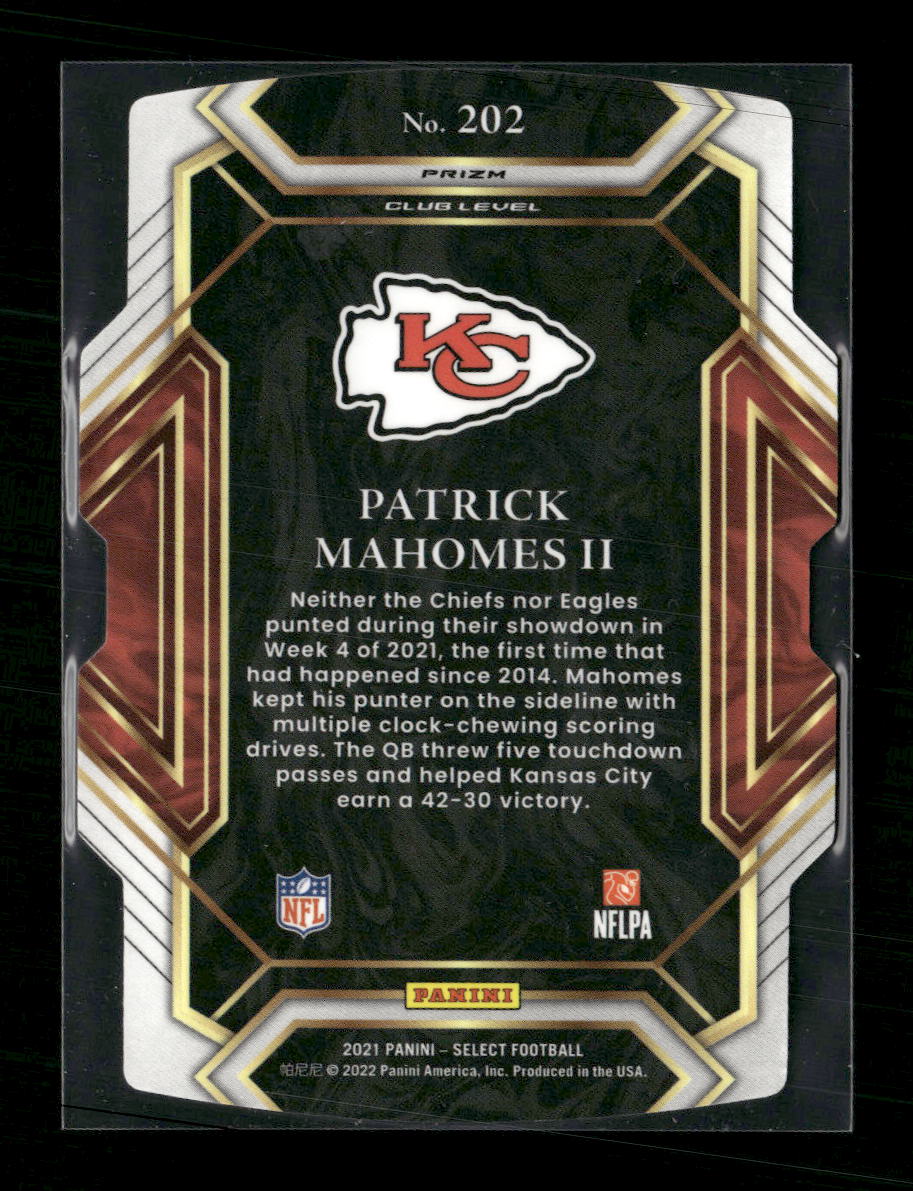 2021 Panini Select Red and Yellow Prizm Die Cut Patrick Mahomes II #202
