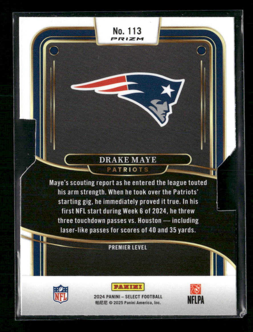 2024 Panini Select Silver Prizm Die Cut Drake Maye Rookie #113